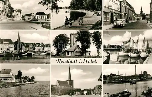 AK / Ansichtskarte Neustadt_Holstein Ortsansichten Hafen Kirche Neustadt_Holstein