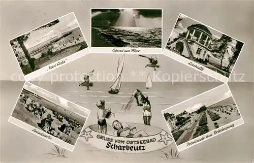 AK / Ansichtskarte Scharbeutz_Ostseebad Neue Liebe Lesehalle Strandpartie Promenade Scharbeutz_Ostseebad