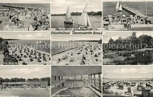 AK / Ansichtskarte Timmendorfer_Strand Landungsbruecke Strandpartien Kurpark Schwimmhalle  Timmendorfer_Strand