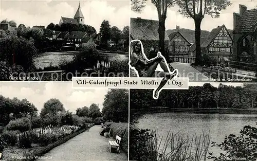 AK / Ansichtskarte Moelln_Lauenburg Kirche Markt Gerichtslaube Anlagen am Wassertor Schmalsee Moelln_Lauenburg