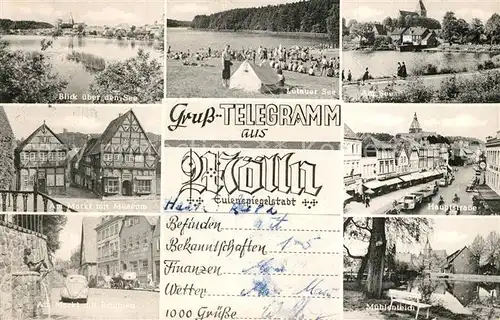 AK / Ansichtskarte Moelln_Lauenburg Seeblick Lutauer See Markt Museum Hauptstrasse Brunnen Muehlenteich Moelln_Lauenburg