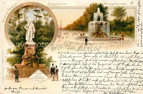 AK / Ansichtskarte Berlin Siegesallee Wrangelbrunnen Lessing Denkmal Berlin