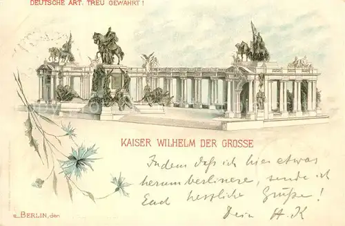 AK / Ansichtskarte Berlin Kaiser Wilhelm der Grosse Denkmal Berlin