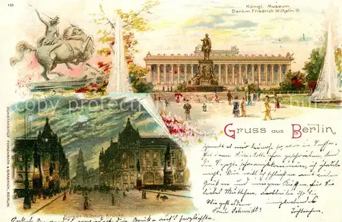 AK / Ansichtskarte Berlin Altes Museum Denkmal Friedrich Wilhelm III Kaiser Wilhelm Bruecke Nachtaufnahme Berlin