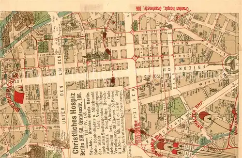 AK / Ansichtskarte Berlin Stadtplan Krreuzberg Mitte Christliches Hospiz Berlin