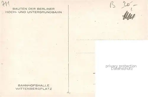 AK / Ansichtskarte Berlin Bahnhofshalle Wittenbergplatz Kuenstler Beckert Berlin