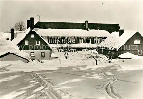 AK / Ansichtskarte Holzhau_Brand Erbisdorf BEH Fischerbaude des VEB Narva im Winter Holzhau Brand Erbisdorf