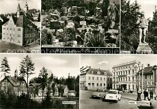 AK / Ansichtskarte Hohenstein Ernstthal Rathaus Versteinerte Baeume Bergmann Statue Hotel Sachsenring Bethlehemstift Hohenstein Ernstthal