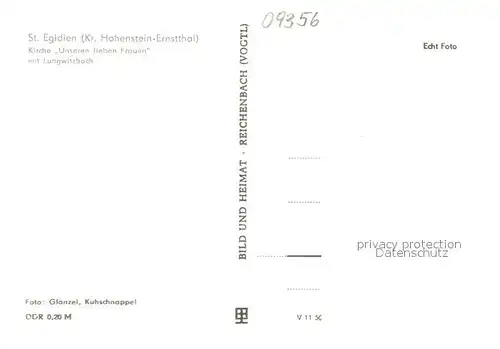 AK / Ansichtskarte St_Egidien Kirche Unsere lieben Frauen mit Lungwitzbach St_Egidien