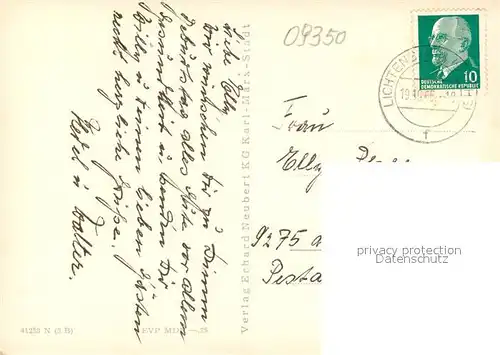 AK / Ansichtskarte Lichtenstein_Sachsen Platz der DSF Oberschule Parkschloesschen Markt Stadtpanorama Lichtenstein_Sachsen