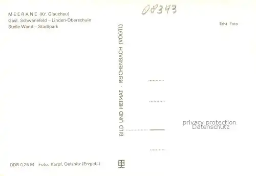 AK / Ansichtskarte Meerane Gaststaette Schwanefeld Denkmal Linden Oberschule Steile Wand Stadtpark Schwanenteich Meerane
