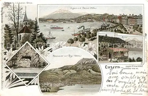 AK / Ansichtskarte Luzern_LU Pilatus Tellkapelle Loewendenkmal Kuessnacht Rigi Luzern_LU