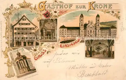 AK / Ansichtskarte Einsiedeln_SZ Gasthof zur Krone Kirche Kloster Liebfrauenbrunnen Einsiedeln SZ