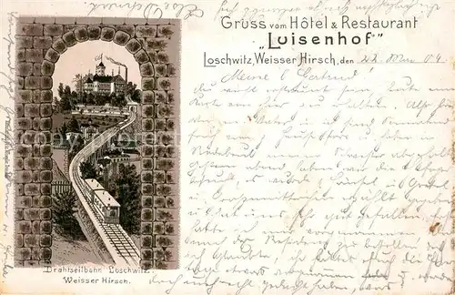AK / Ansichtskarte Loschwitz Hotel Restaurant Luisenhof Weisser Hirsch Drahtseilbahn  Loschwitz
