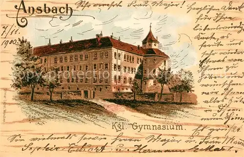 AK / Ansichtskarte Ansbach_Mittelfranken Koenigliches Gymnasium Ansbach Mittelfranken