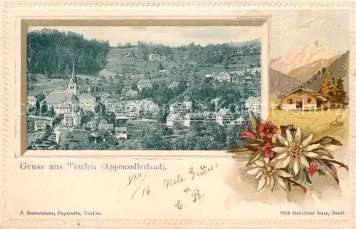 AK / Ansichtskarte Teufen_AR Panorama Edelweiss Alpenrose Teufen_AR