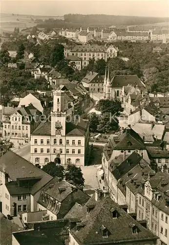 AK / Ansichtskarte Schneeberg_Erzgebirge 500 Jahre Bergstadt Stadtpanorama mit Rathaus Schneeberg Erzgebirge