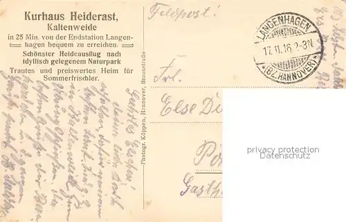 AK / Ansichtskarte Kaltenweide Kurhaus Heiderast Kaltenweide