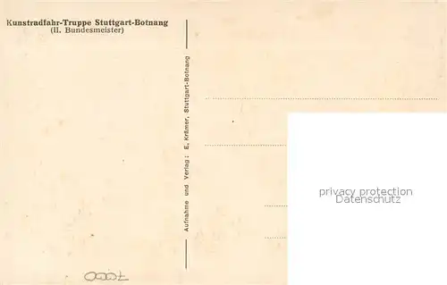 AK / Ansichtskarte Botnang Kunstradfahr Truppe II. Bundesmeister Botnang