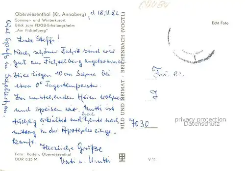 AK / Ansichtskarte Oberwiesenthal_Erzgebirge Teilansicht mit FDGB Erholungsheim Am Fichtelberg Winterpanorama Oberwiesenthal Erzgebirge