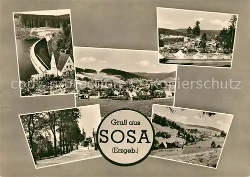 AK / Ansichtskarte Sosa_Erzgebirge Gesamtansicht Landschaftspanorama Talsperre des Friedens Sosa Erzgebirge
