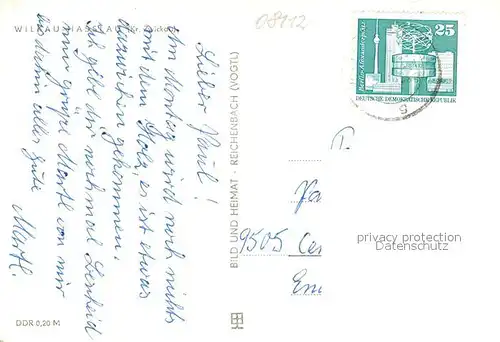 AK / Ansichtskarte Wilkau Hasslau Freibad Teilansichten mit Kirche Wohnsiedlung Wohnblocks Eisenbahn Wilkau Hasslau