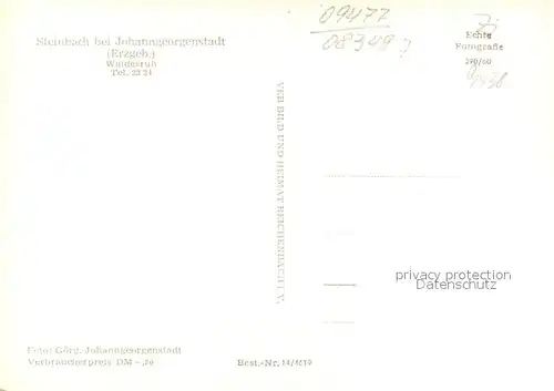 AK / Ansichtskarte Steinbach_Johanngeorgenstadt Gasthof Waldesruh Steinbach