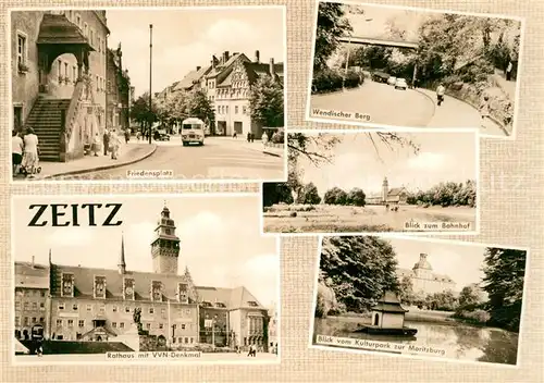 AK / Ansichtskarte Zeitz Friedensplatz Wendischer Berg Bahnhof Rathaus VVN Denkmal Kulturpark Schwanenteich Moritzburg Zeitz