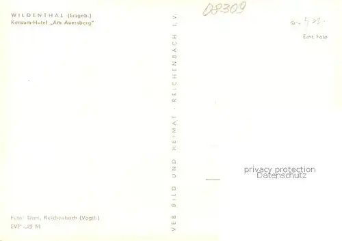 AK / Ansichtskarte Wildenthal_Eibenstock Konsumhotel Am Auersberg Brunnen Wildenthal_Eibenstock