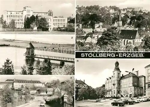 AK / Ansichtskarte Stollberg_Erzgebirge Bergbaukrankenhaus Querenbachtalsperre Kreiskrankenhaus Teilansicht Rathaus Stollberg Erzgebirge