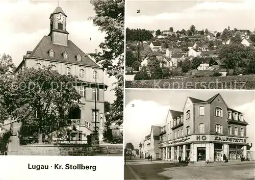 AK / Ansichtskarte Lugau_Erzgebirge Rathaus Teilansicht Stollberger Strasse 