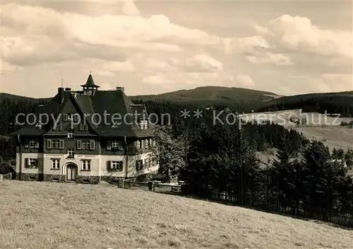 AK / Ansichtskarte Johanngeorgenstadt Jugendherberge Ernst Schneller mit Plattenberg Handabzug Johanngeorgenstadt