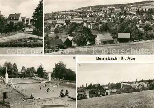 AK / Ansichtskarte Bernsbach Siedlerstrasse uebersicht Freibad Teilansicht Bernsbach