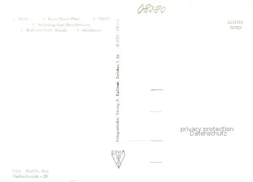 AK / Ansichtskarte Aue_Sachsen 800 Jahre Jubilaeum Karl Marx Platz Neubaugebiet Bruenlasberg Wilhelm Pieck Schule Stadthaus Aue_Sachsen