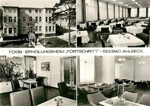 AK / Ansichtskarte Ahlbeck_Ostseebad FDGB Erholungsheim Fortschritt Speiseraum Vestibuel Gaststaette Ahlbeck_Ostseebad