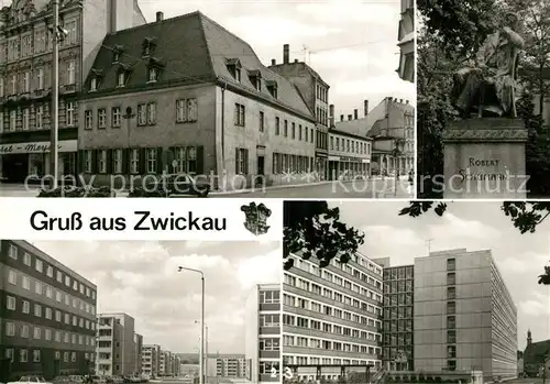 AK / Ansichtskarte Zwickau_Sachsen Schumann Haus Denkmal Neubaugebiet Planitz Studenteninternat Zwickau Sachsen