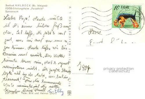 AK / Ansichtskarte Ahlbeck_Ostseebad FDGB Erholungsheim Fortschritt Speiseraum Ahlbeck_Ostseebad