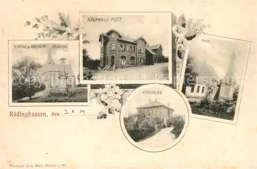 AK / Ansichtskarte Roedinghausen Kaufhaus Pott Kirche Krieger Denkmal Apotheke Roedinghausen
