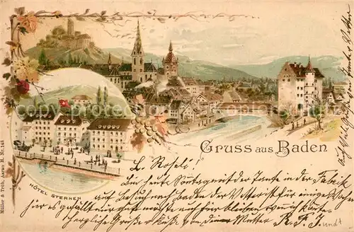 AK / Ansichtskarte Baden_AG Hotel Sternen Kirche Baden_AG