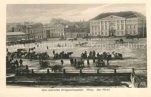 AK / Ansichtskarte Mitau Kriegsschauplatz Markt Mitau