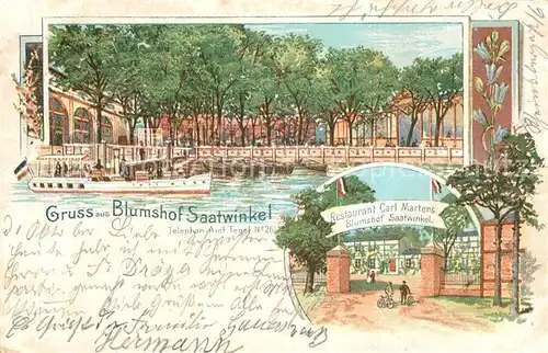 AK / Ansichtskarte Reinickendorf Restaurant Blumshof Saatwinkel Carl Martens Reinickendorf