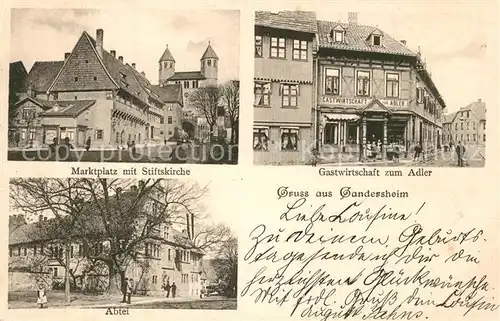 AK / Ansichtskarte Gandersheim_Bad Marktplatz Stiftskirche Gastwirtschaft zum Adler Abtei Gandersheim_Bad