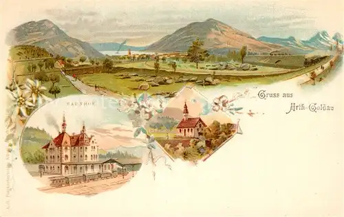 AK / Ansichtskarte Goldau_SZ Bahnhof Kirche Panorama Goldau_SZ