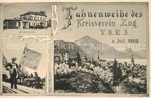 AK / Ansichtskarte Zug_ZG Fahnenweihe des Kreisverein Bahnhof Zug_ZG