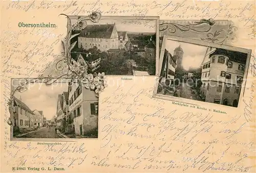 AK / Ansichtskarte Obersontheim Schloss Marktplatz Kirche Rathaus Strassenansicht Obersontheim