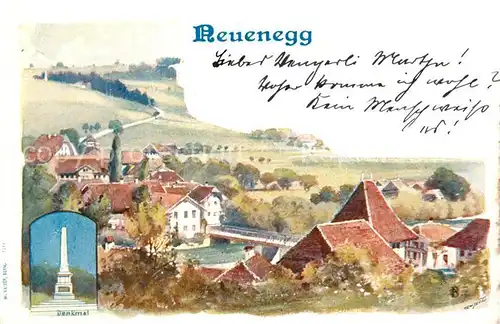 AK / Ansichtskarte Neuenegg Denkmal Panorama Kuentlerkarte Litho Neuenegg