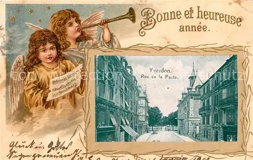 AK / Ansichtskarte Yverdon_VD Rue de la Poste Weihnachtsgruesse 