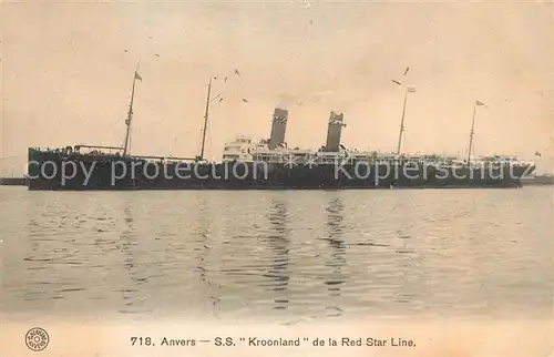 AK / Ansichtskarte Dampfer_Oceanliner S.S. Kroonland Red Star Line Anvers  