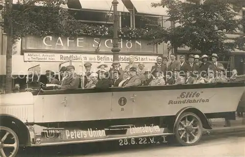 AK / Ansichtskarte Autobus_Omnibus Elite Rundfahrten Berlin Cafe Sch?n 