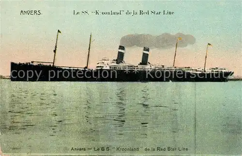AK / Ansichtskarte Dampfer_Oceanliner SS Kroonland Red Star Line Anvers 